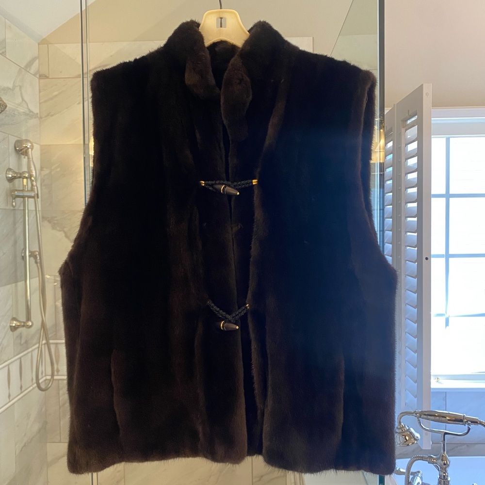 Genuine Mink Fur Vest Velvet Lined M